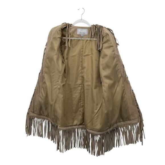Wilsons Leather Fringe Suede Jacket Women SZ M Tan Western Boho Festival Vintage - Picture 12 of 13